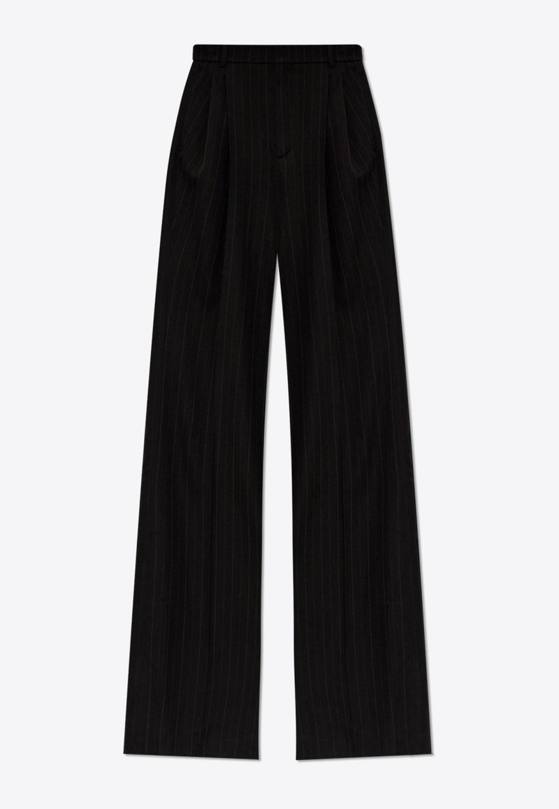 Pinstriped Wide-Leg Pants