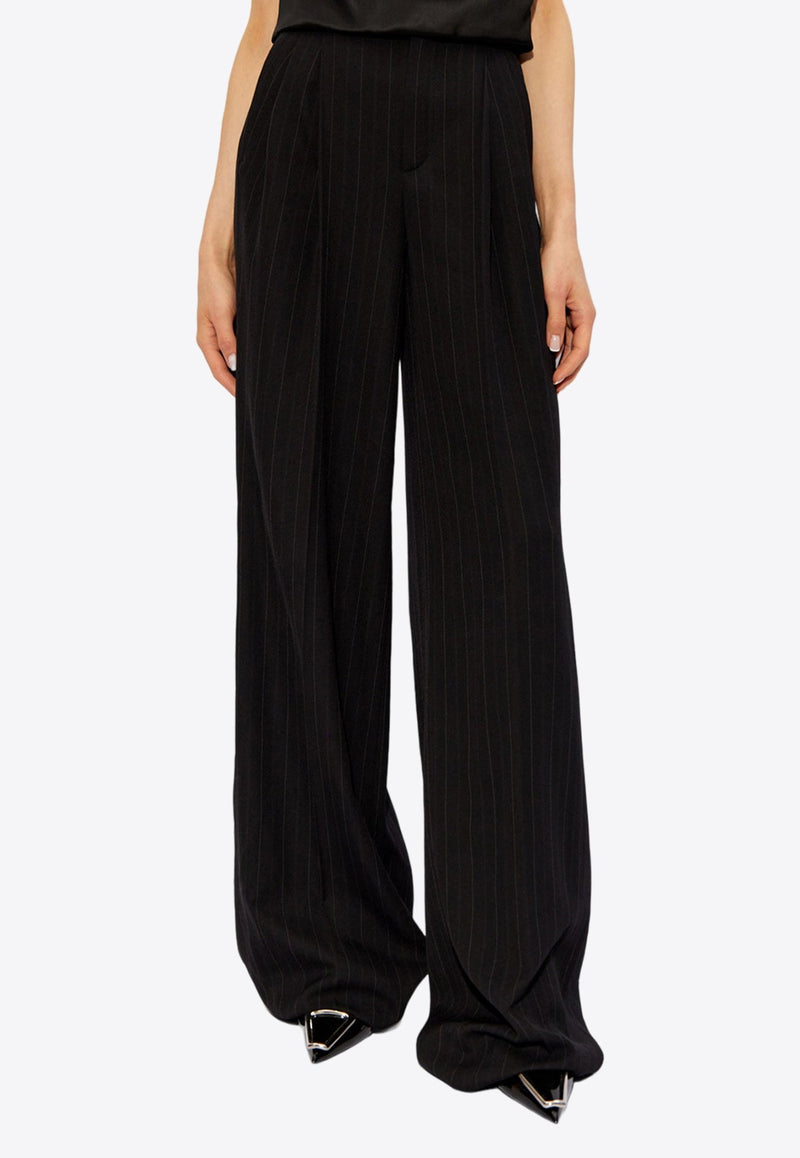 Pinstriped Wide-Leg Pants