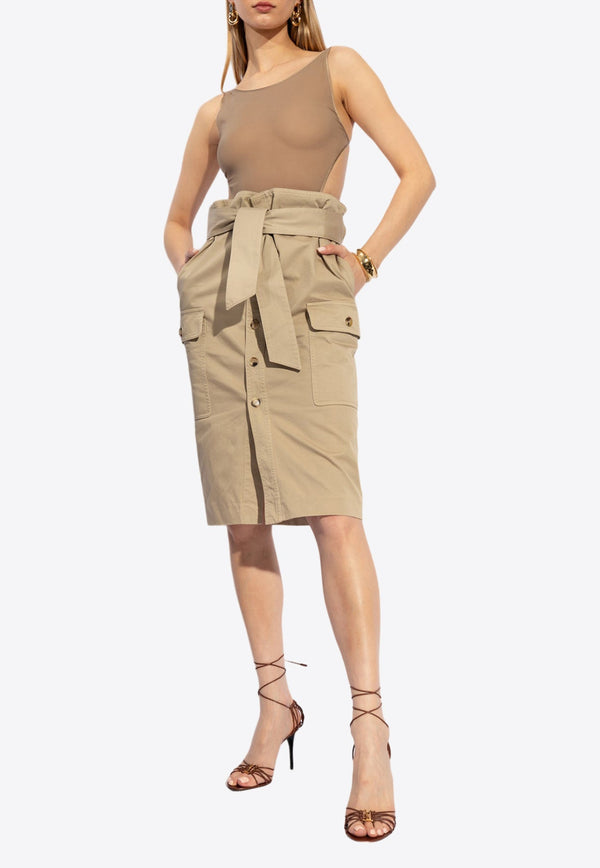 High-Waist Paperbag Pencil Skirt