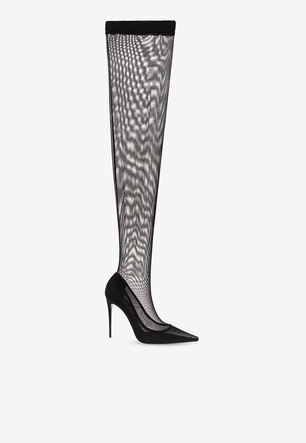 X Kim Lollo 105 Thigh-High Tulle Boots