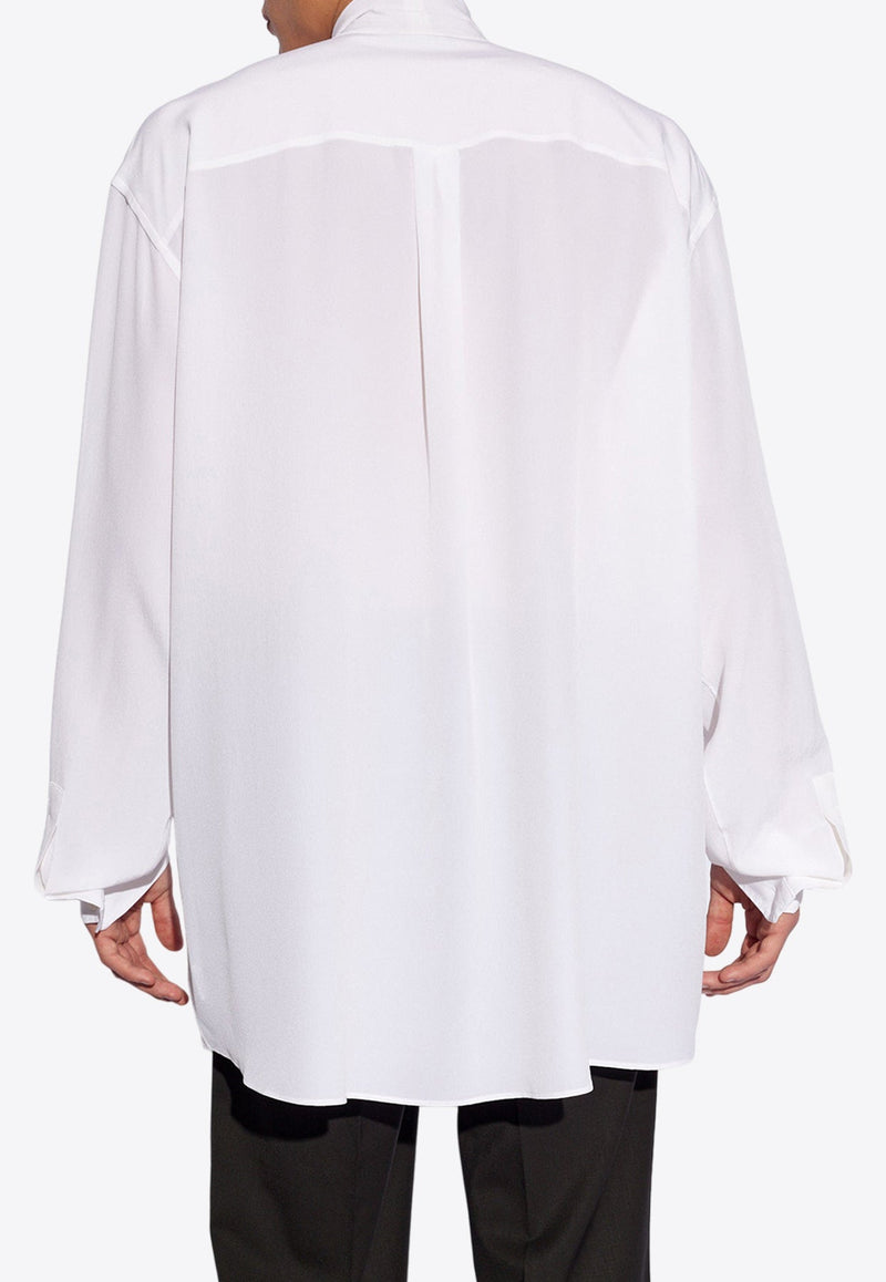 Crepe De Chine Silk Shirt with Scarf Detail