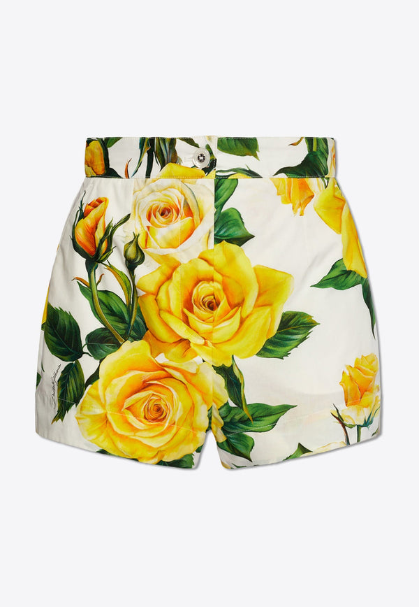 Rose Print Mini Shorts