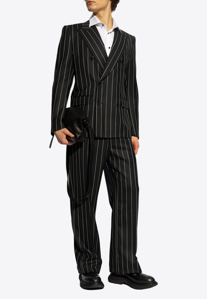 Double-Breasted Pinstripe Blazer