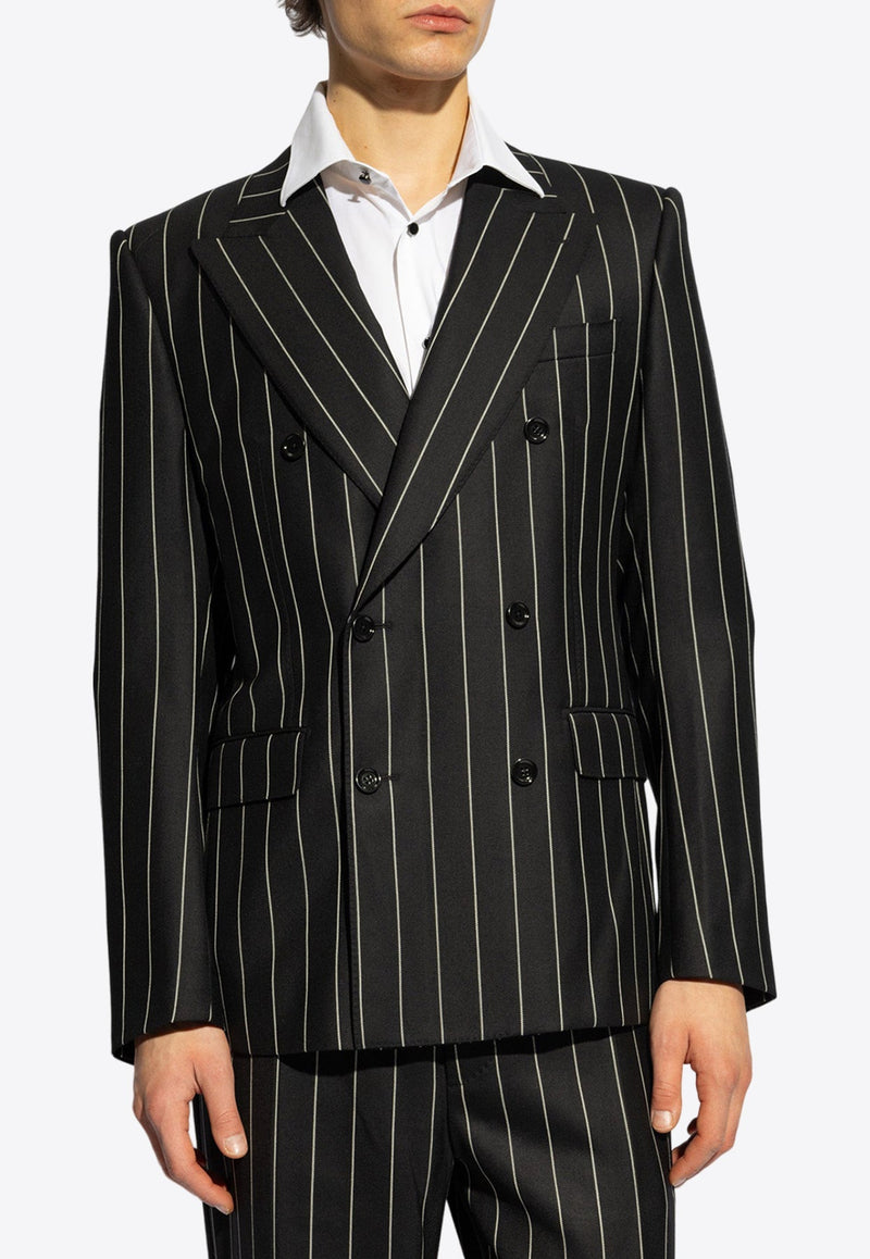 Double-Breasted Pinstripe Blazer