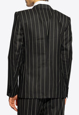 Double-Breasted Pinstripe Blazer