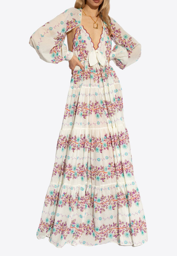 Floral Print Flared Maxi Dress