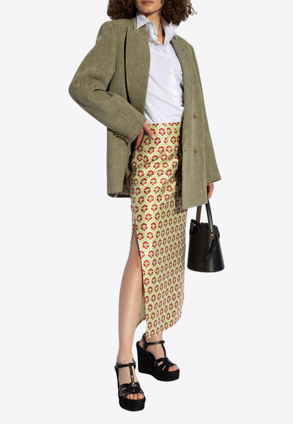 Aurea Motif Shiny Midi Skirt
