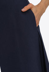 Pleated Twill Midi Skirt