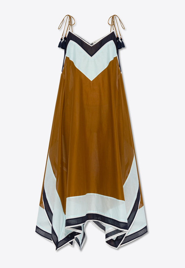 Colorblocked Handkerchief Midi Dress
