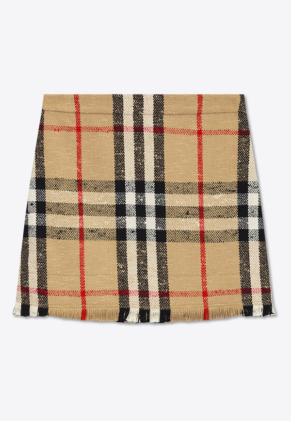 Pleated Check Wool Mini Skirt