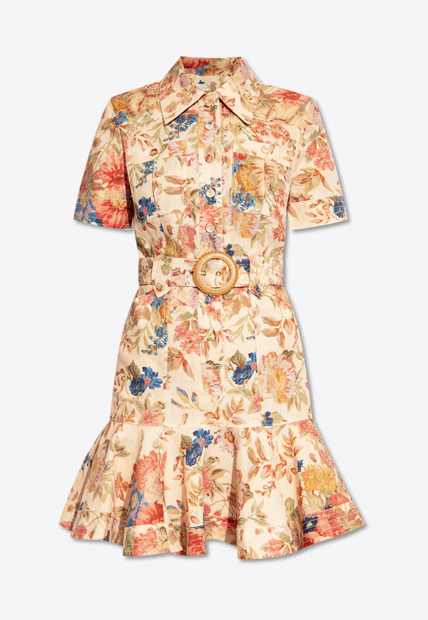 August Floral Print Mini Shirt Dress