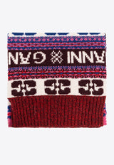 Intarsia Knit Wool-Blend Scarf