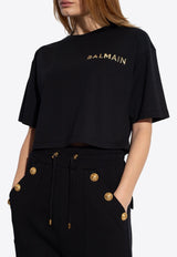 Logo Print Oversized Cropped T-shirt