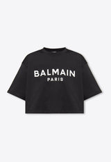 Logo Print Oversized Cropped T-shirt