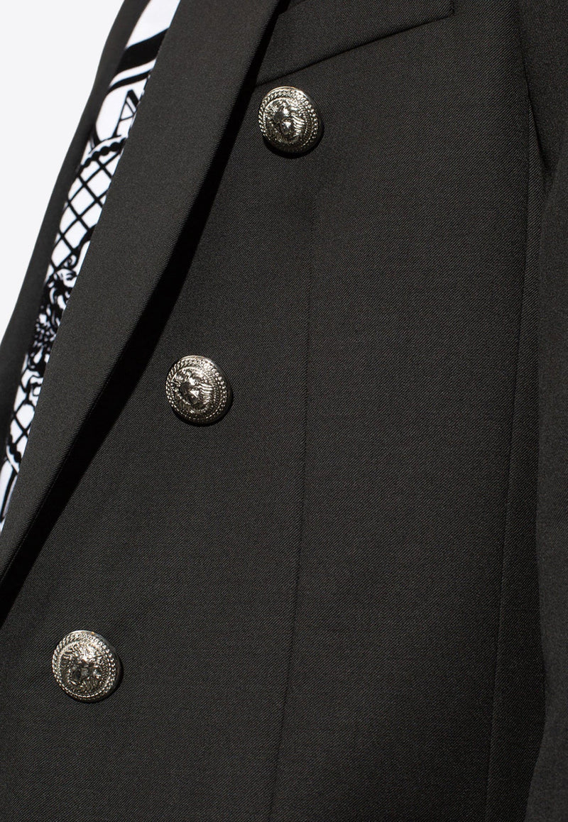 Button-Embellished Wool Blazer