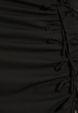 Bow-Detail Draped Midi Skirt