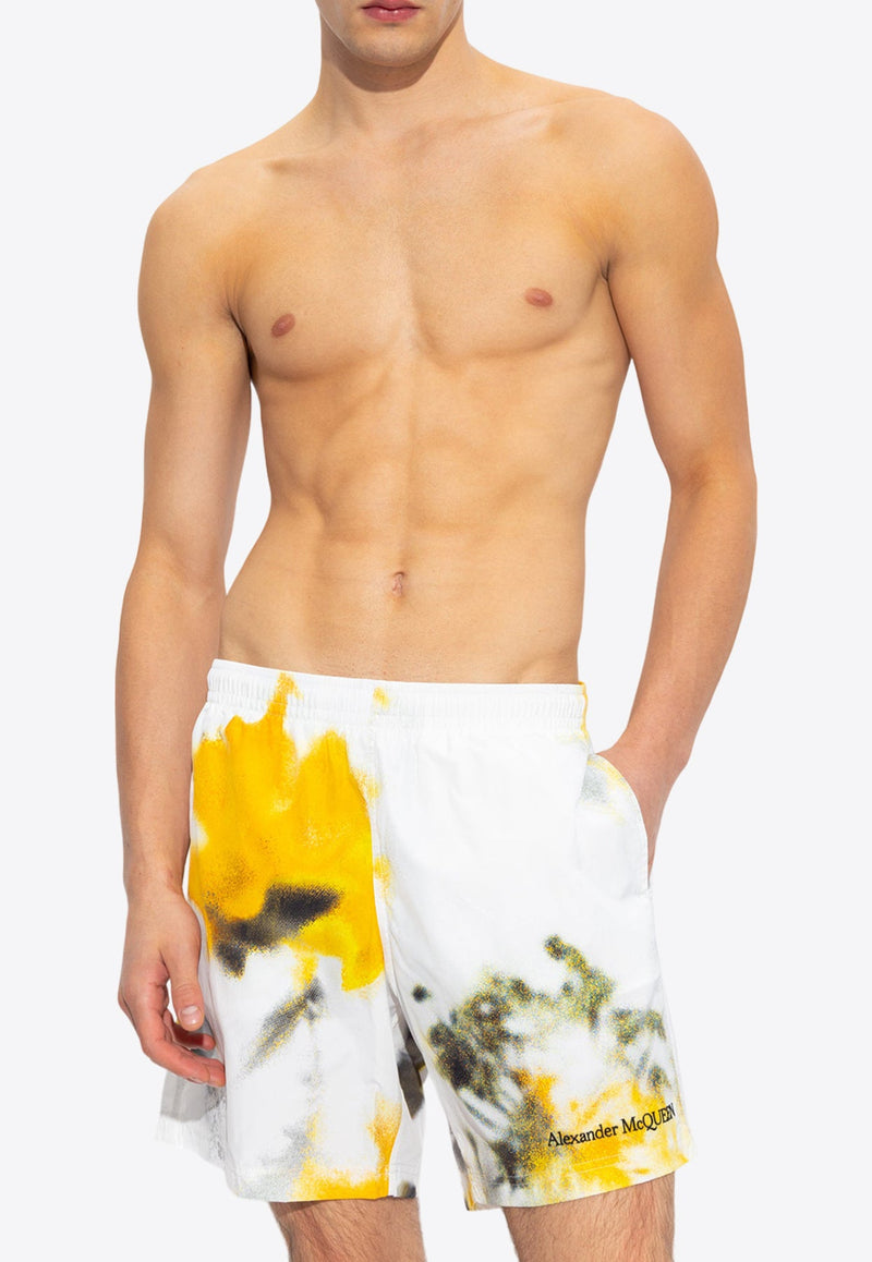 Obscured Flower Print Swim Shorts