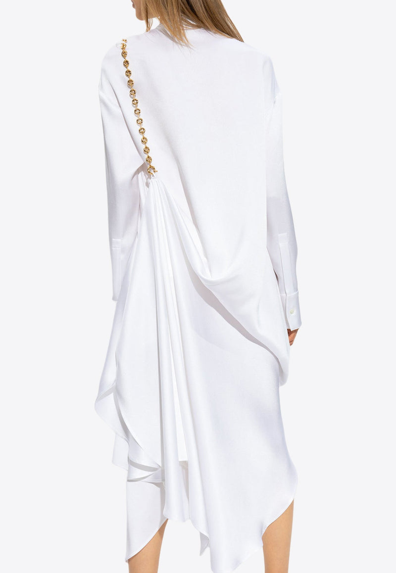 Chain Detail Silk Midi Shirt Dress