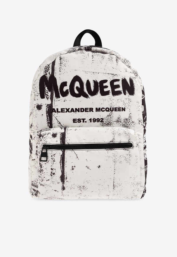 Contrasting Graffiti Leather Backpack