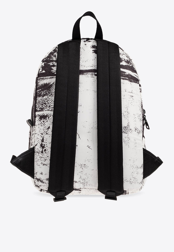 Contrasting Graffiti Leather Backpack