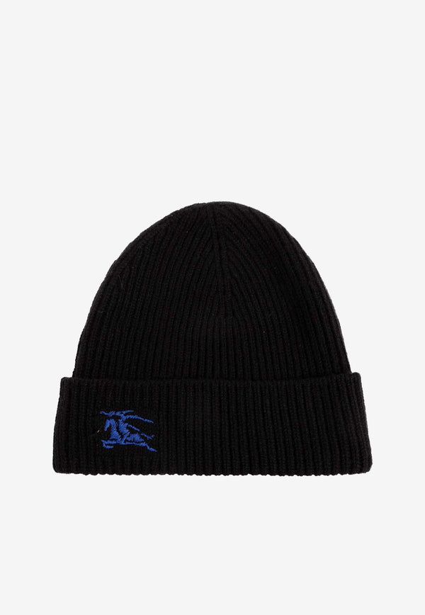 Embroidered EKD Ribbed Cashmere Beanie