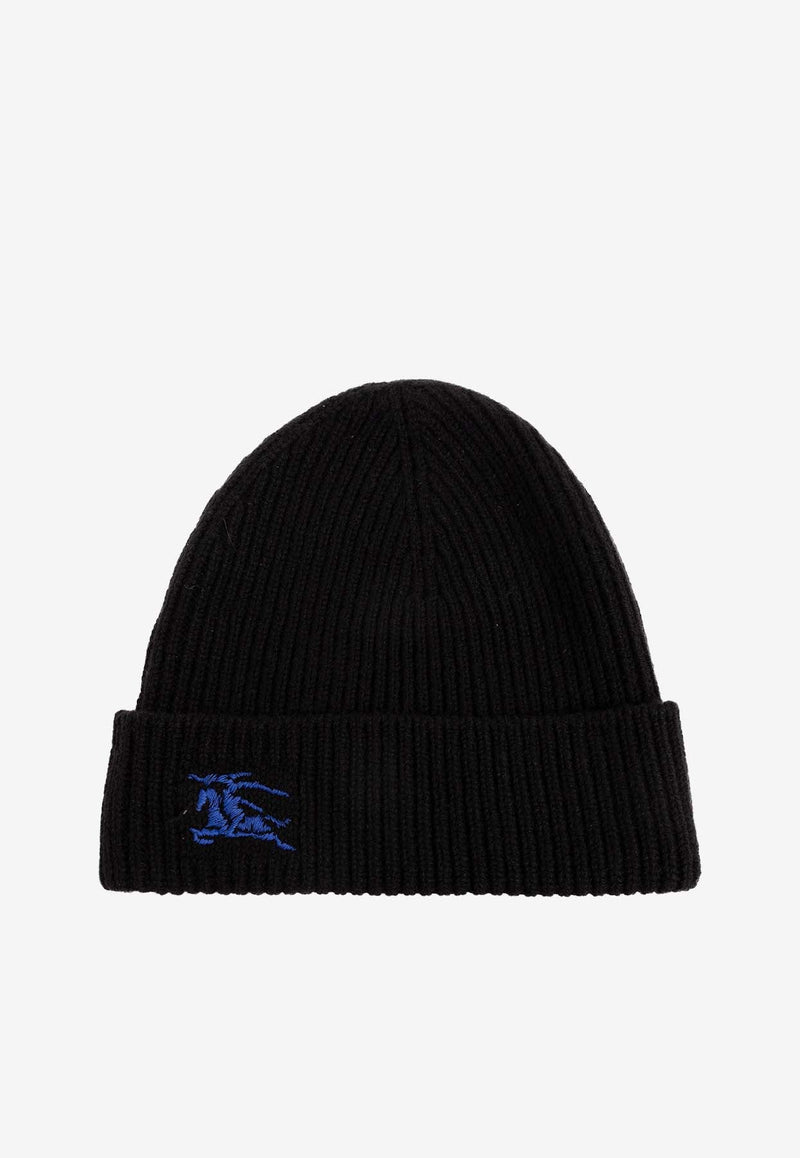 Embroidered EKD Ribbed Cashmere Beanie