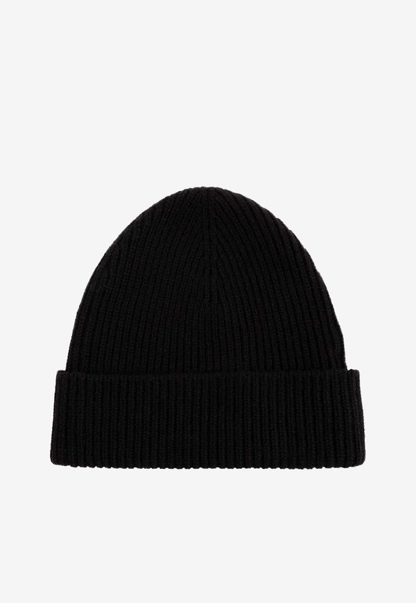 Embroidered EKD Ribbed Cashmere Beanie