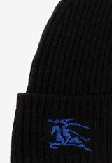 Embroidered EKD Ribbed Cashmere Beanie