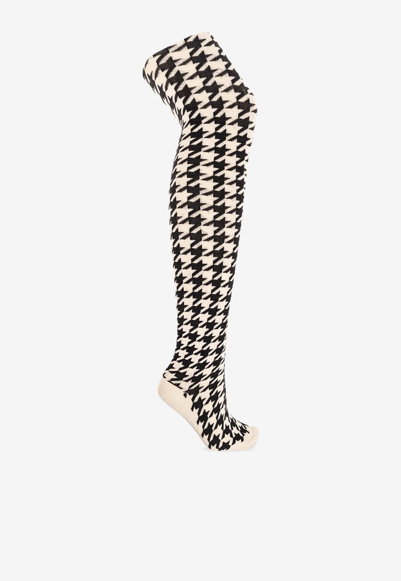 Houndstooth Jacquard Pattern Tights