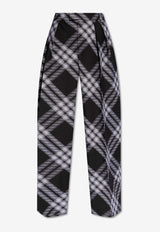 Vintage Check Wide-Leg Wool Pants