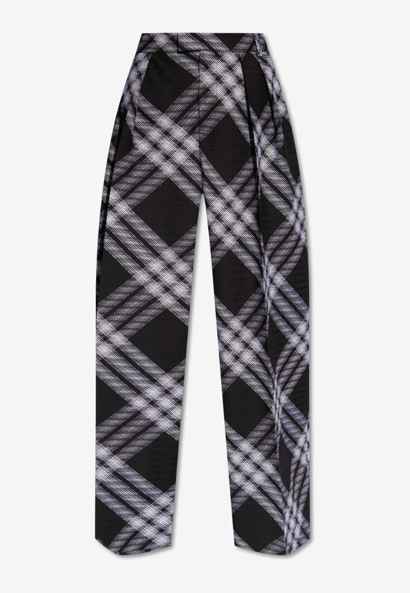 Vintage Check Wide-Leg Wool Pants