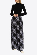 Vintage Check Wide-Leg Wool Pants