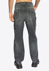 Straight-Leg Faded Cargo Jeans