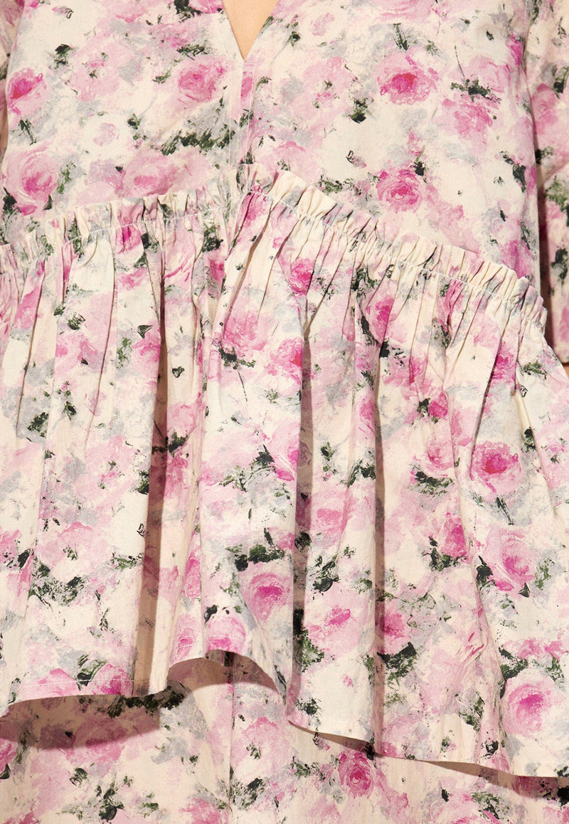 Floral Print Flounce Mini Dress