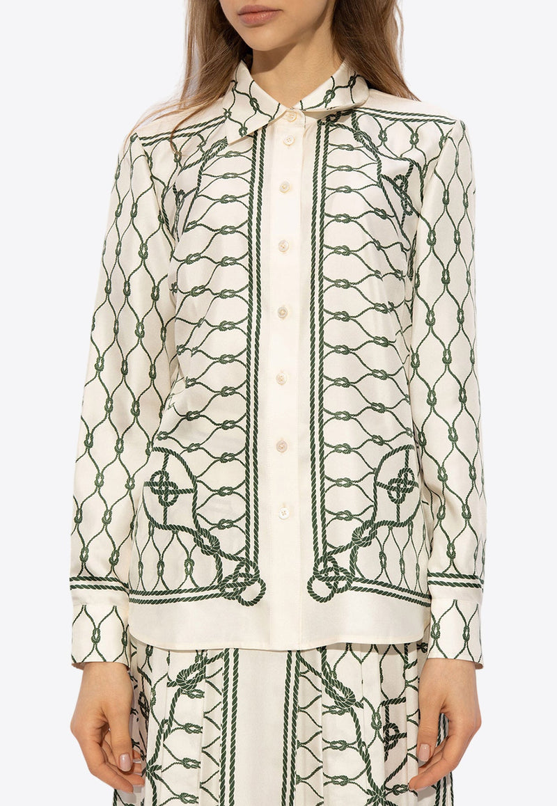 Long-Sleeved Printed Silk Shirt