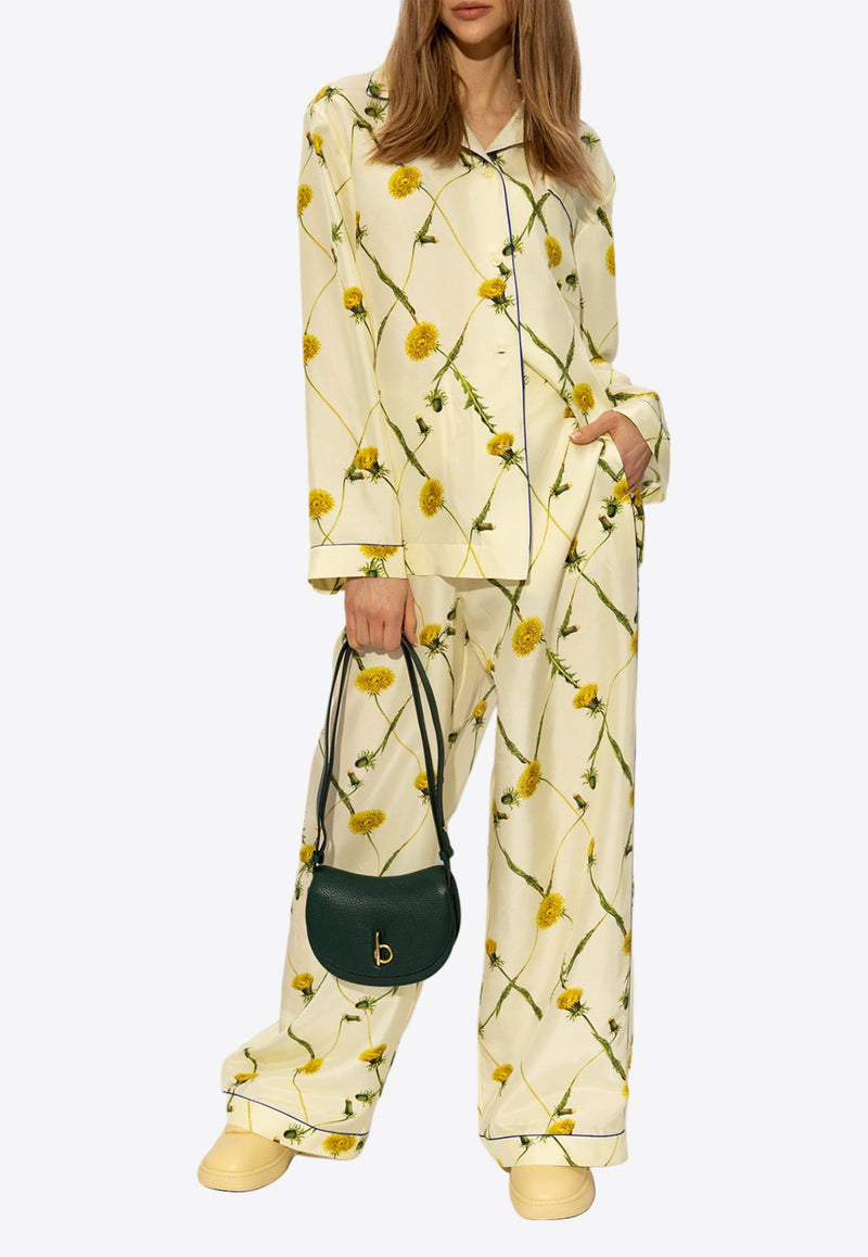 Dandelion Print Satin Pants