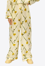 Dandelion Print Satin Pants