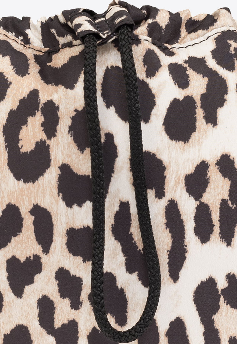 Leopard Print Webbing Tech Pouch Bag