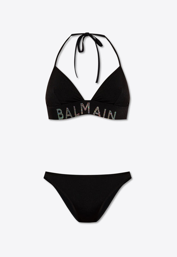 Studded Logo Halterneck Bikini