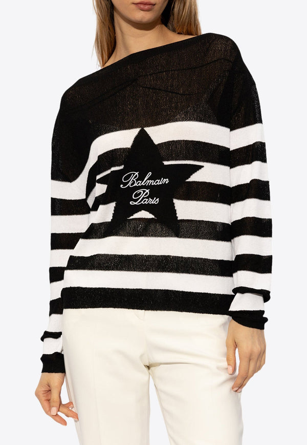 Striped Logo-Embroidered Sweater