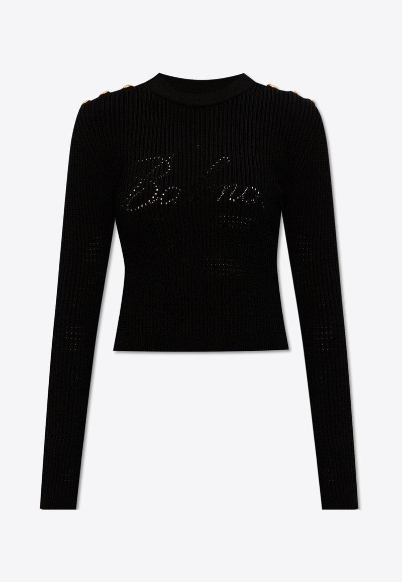 Perforated Logo Ribbed Sweater