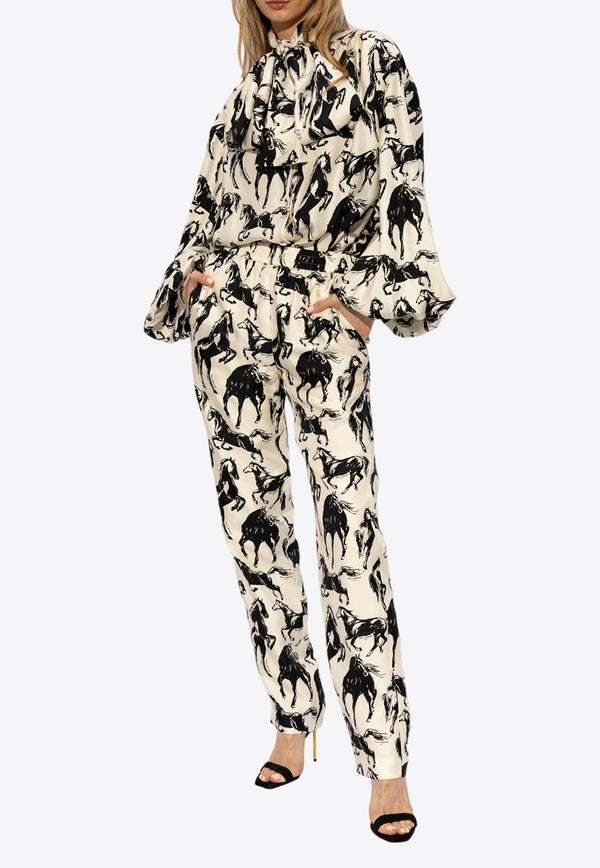 Horse-Print Pajama Pants
