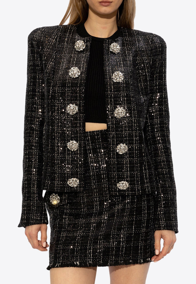 Sequin Embroidered Tweed Blazer