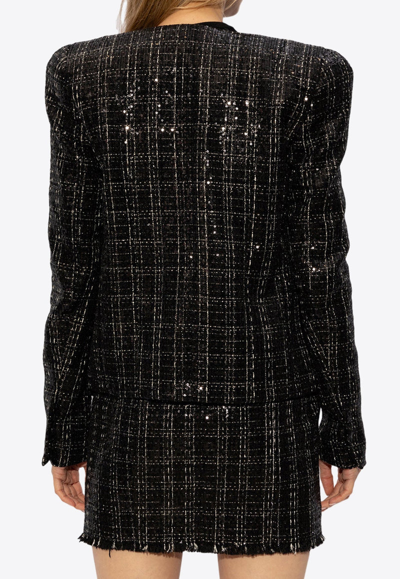 Sequin Embroidered Tweed Blazer