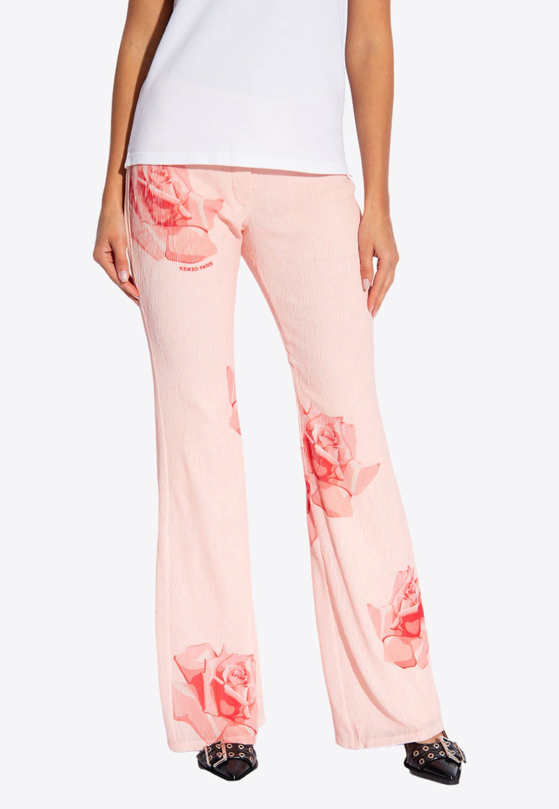 Rose Print Flared Pants