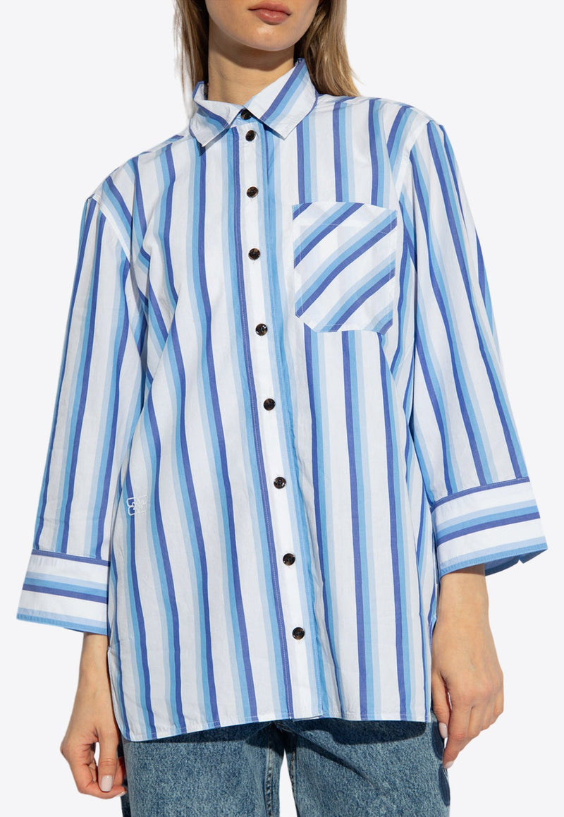 Striped Long-Sleeved Oversized Shirt