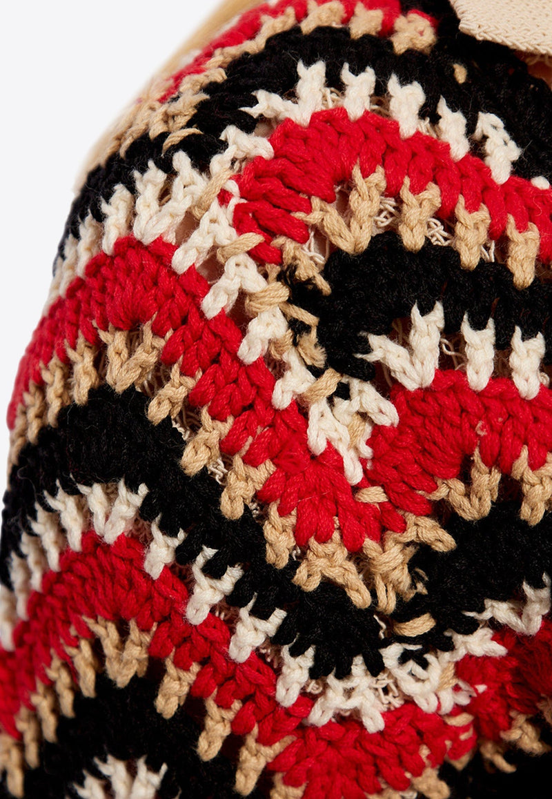 Crochet Knit Cropped Cardigan