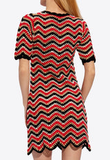 Crochet Knit Striped Mini Dress