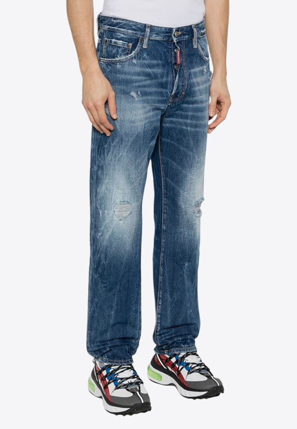 642 Distressed Straight-Leg Jeans