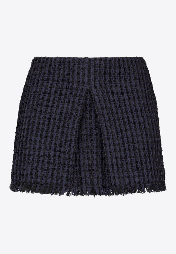 Tweed Frayed-Hem Mini Skirt